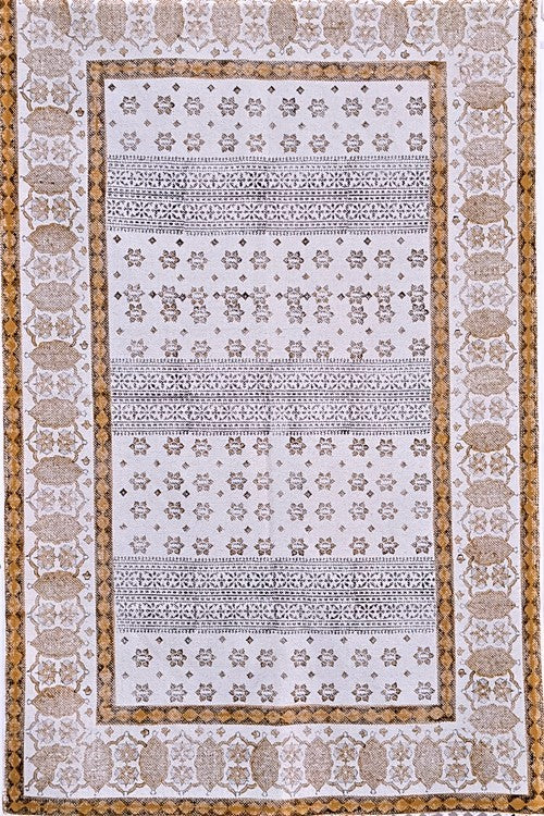 SootiSyahi 'Sparkles on Floor' Handblock Printed Cotton Dhurrie Rug
