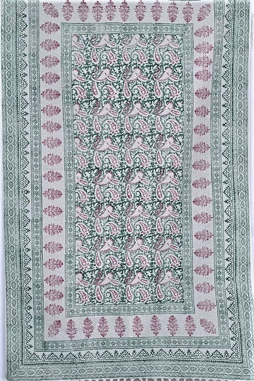 SootiSyahi 'Flooring Paisley' Handblock Printed Cotton Dhurrie Rug