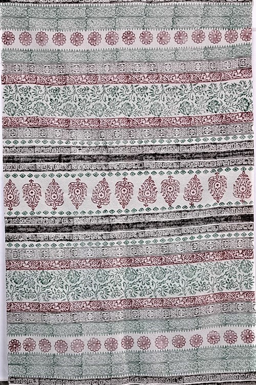 SootiSyahi 'Flowering Blush' Handblock Printed Cotton Dhurrie Rug