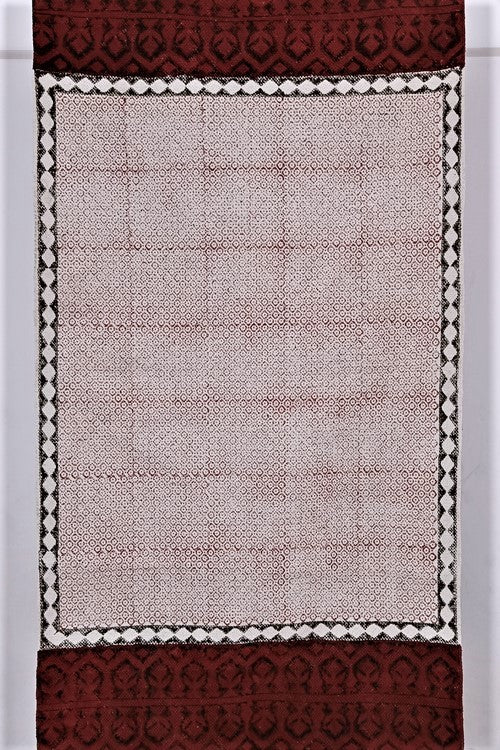 SootiSyahi 'Red Checkers' Handblock Printed Cotton Dhurrie Rug