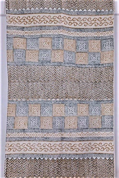 SootiSyahi 'Illusions' Handblock Printed Cotton Dhurrie Rug