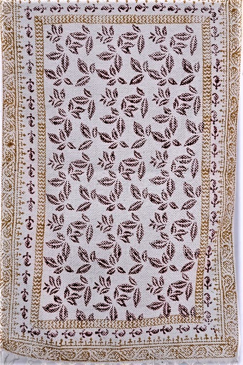 SootiSyahi 'Red Petals' Handblock Printed Cotton Dhurrie Rug