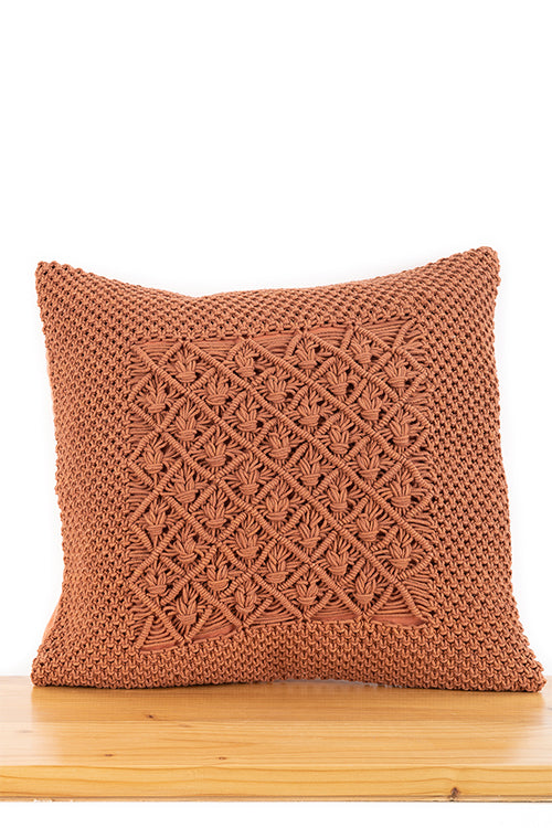 Diamond Hand Knitted Cotton Cushion Cover Online