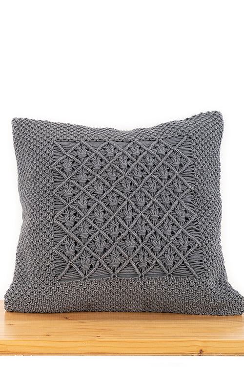 One 'O' Eight Knots Diamond Hand-Knotted 100% Cotton Cushion Cover (Single pc)