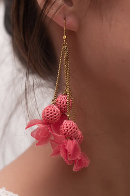 Samoolam Swing Earrings ~ Fuchsia Floral