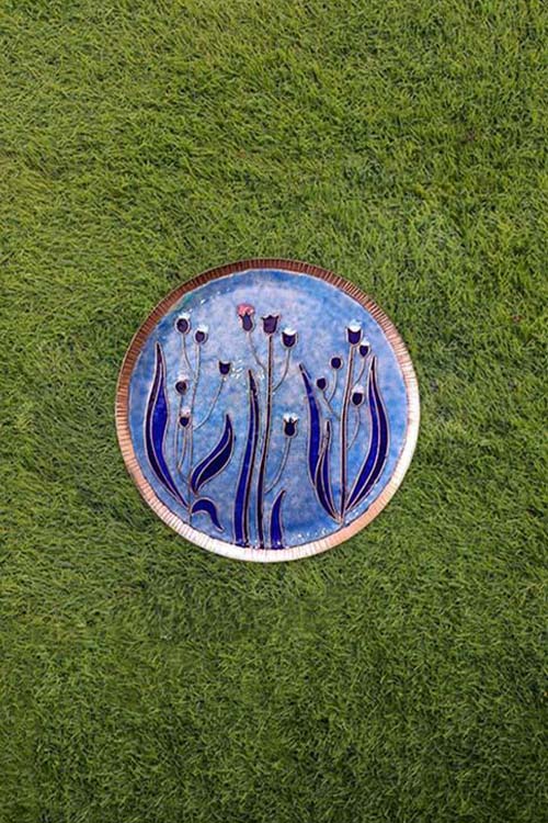 Copper Enamel Wall Plate "Gardens of Vishwakarma, Pastels -Emilia-L" by Ekibeki