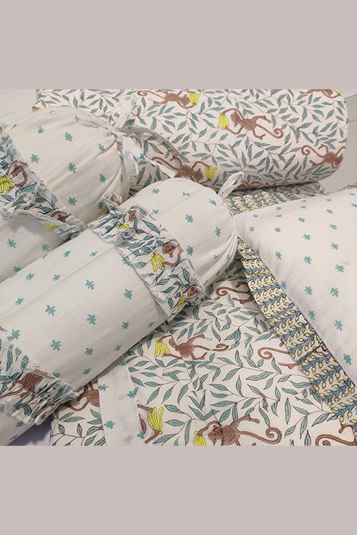 Earthen Nest Hand Block Printed Kids Furnishings- Banana Monkey