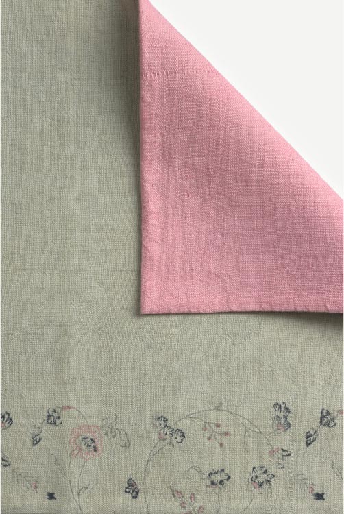 Ikai Asai block printed Table Mat single pc grey and pink