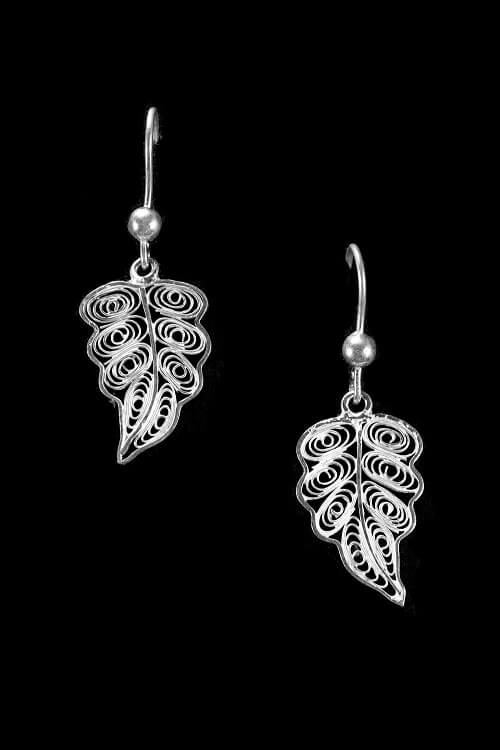 Silver Linings Peepal Handmade Silver Filigree Dangle Earrings Online