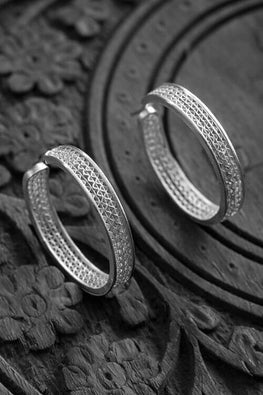 Silver Linings Hoop Handmade Silver Filigree Earrings For Women Online
