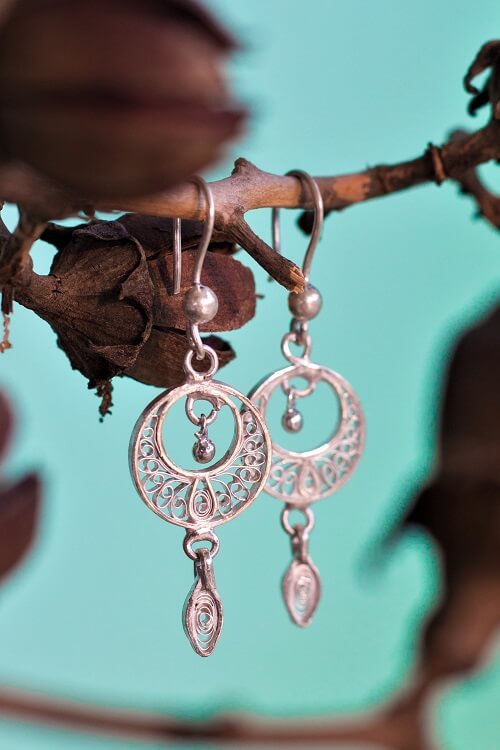 Silver Linings Swaying Handmade Silver Filigree Chandabali Earrings For Women