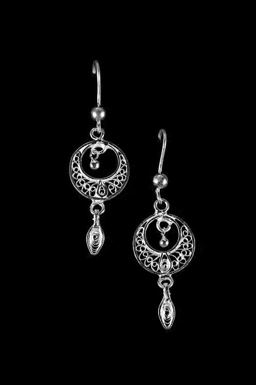 Silver Linings "Swaying" Silver Filigree Handmade Chandbali Earrings