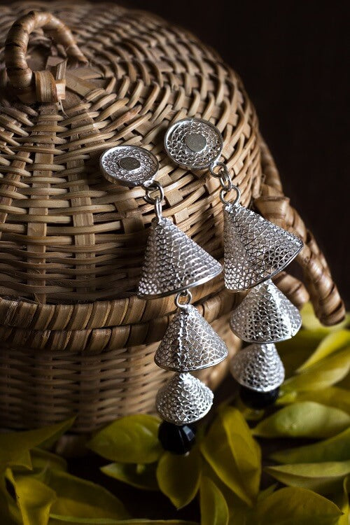 Silver Linings Cascade Handmade Silver Filigree Jhumka Earrings Online