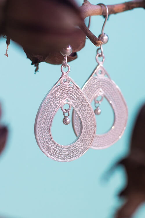 Silver Linings Drops Handmade Silver Filigree Dangle Earrings Online