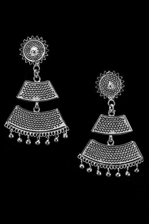 Silver Linings "Tarakasi" Silver Filigree Handmade Dangle Earrings