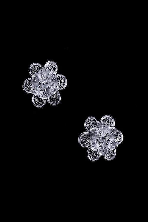 Silver Linings "Floral Studs" Silver Filigree Earrings