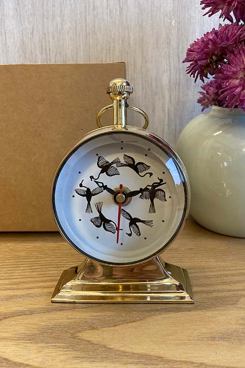 FroggMag Handpainted Table Clock - Warli - Circle of Birds