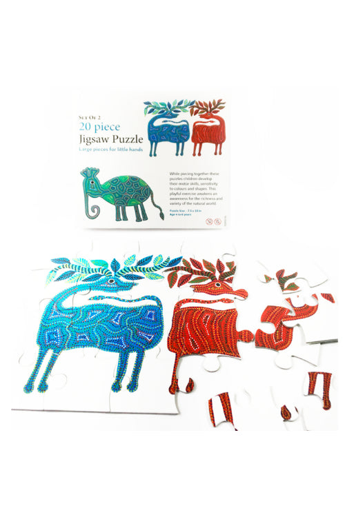 Froggmag "Bhil Deer and Elephant" 20 Pieces Jigsaw Puzzle