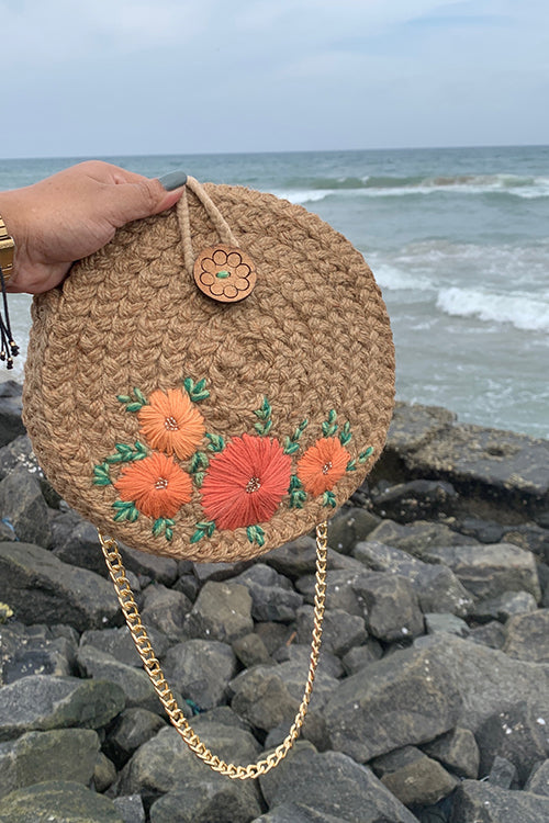 Dhaaga Apricot Full Moon Sling Bag