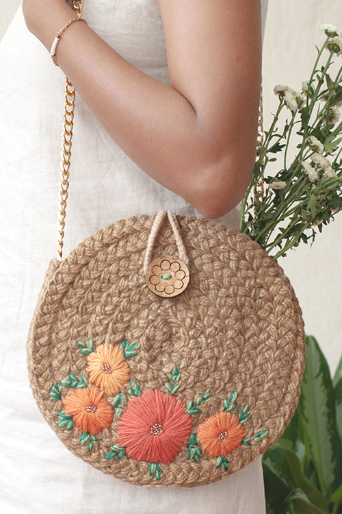 Dhaaga Apricot Full Moon Sling Bag