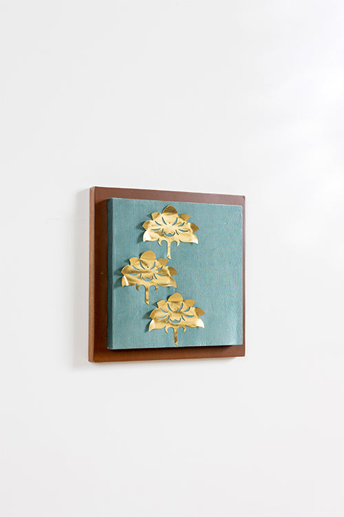 Wall Frame With Three Lotus Composition
