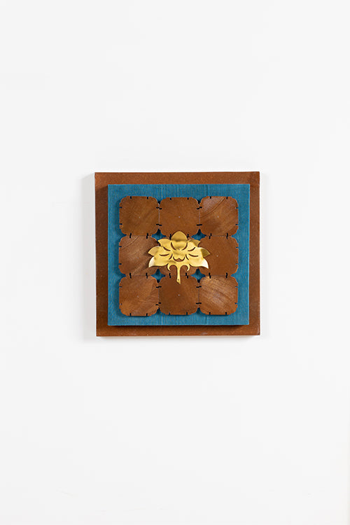 Lotus Composition In A Wooden Block
