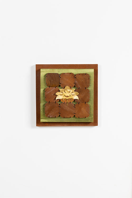 Lotus Composition In A Wooden Block
