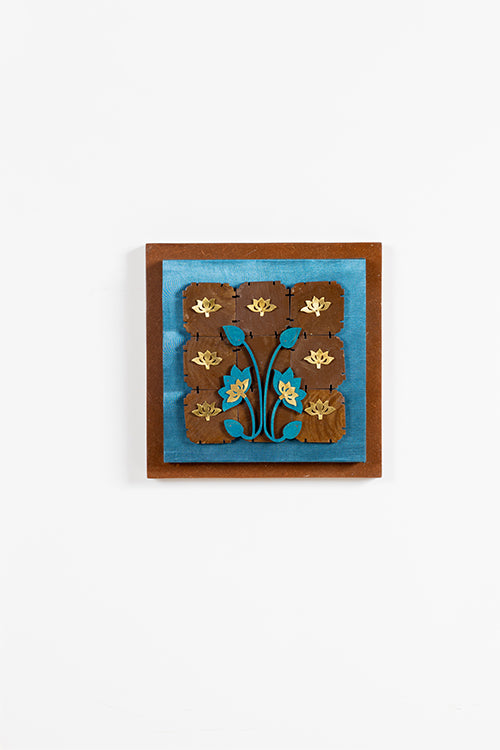 Flower Composition In A Wooden Block