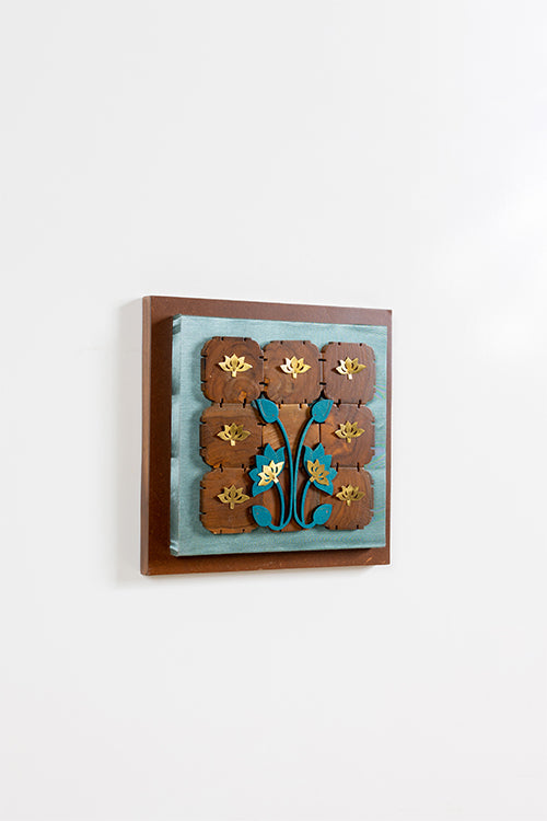 Flower Composition In A Wooden Block
