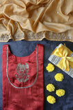 Urmul 'Aasma' Hand Embroidered Mashru Silk Kurta Pant Set (3 Piece Set)