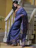 Mauve & Dull Gold Printed Tassar Silk Saree With Blouse Online