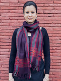 Fine, Soft Himachal Wool Muffler With Woven Border