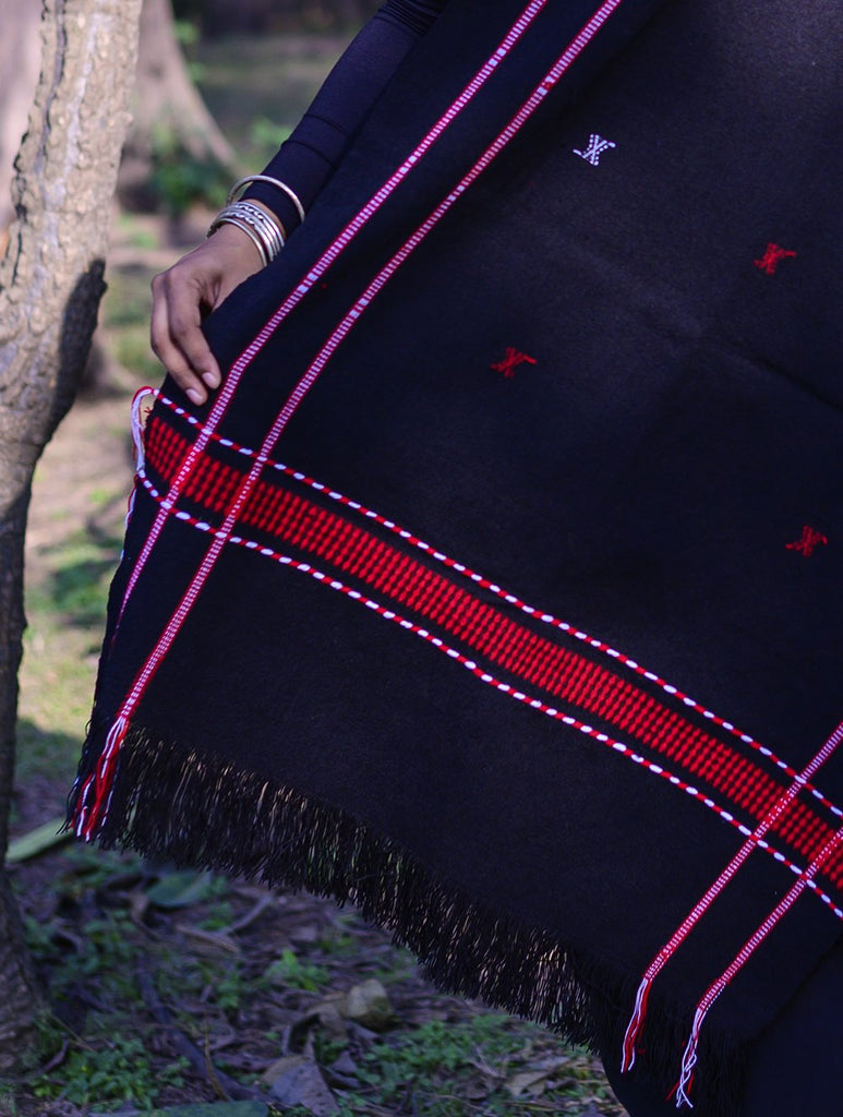 Fine, Soft Himachal Wool Stole With Woven Border