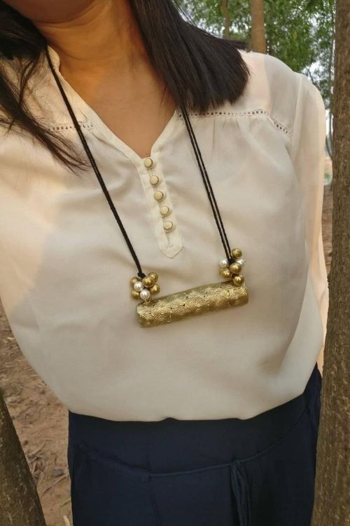 Miharu Ripples Dhokra Pendant Necklace