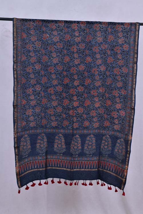 Hand Printed Chanderi Silk Dupatta