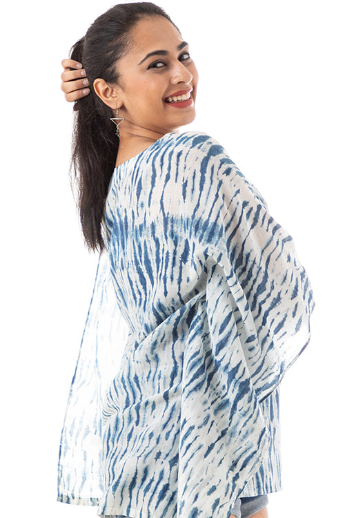 Creative Bee 'KADUMBI' Natural Indigo Dyed Shibori Handwoven Cotton x Silk Kaftan
