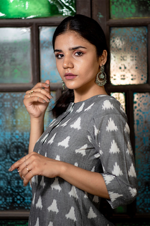Creative Bee 'GAZA' Handwoven Ikat Cotton Sleeved Tunic