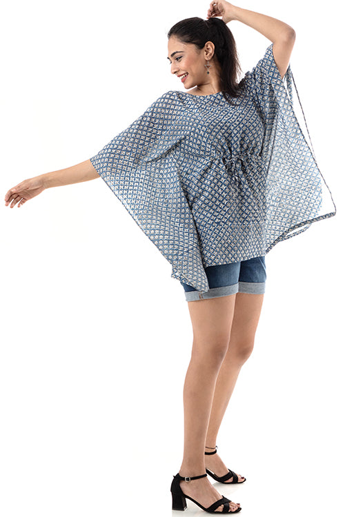 Creative Bee Chanchi Natural Dyed Block Print Cotton Silk Kaftan Online