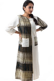 Creative Bee 'GANGA JAMUNA' Half & Half Shibori Handwoven Pure Cotton Dress