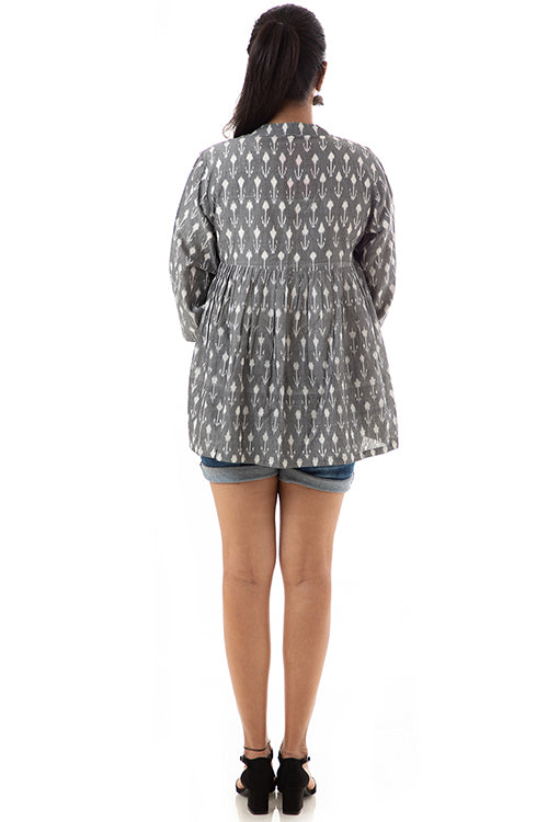 Creative Bee 'BAGAN' Handwoven Cotton Ikat Gathered Jacket