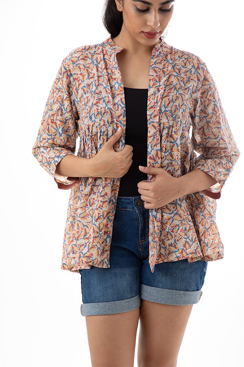 Creative Bee Tulipa Natural Dyed Block Print Jacket For Women Online