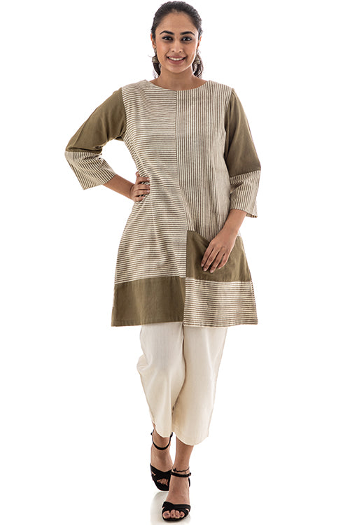 Creative Bee Voyage Natural Dyed Handwoven Pure Cotton Tunic For Women Online