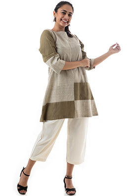 Creative Bee Voyage Natural Dyed Handwoven Pure Cotton Tunic For Women Online