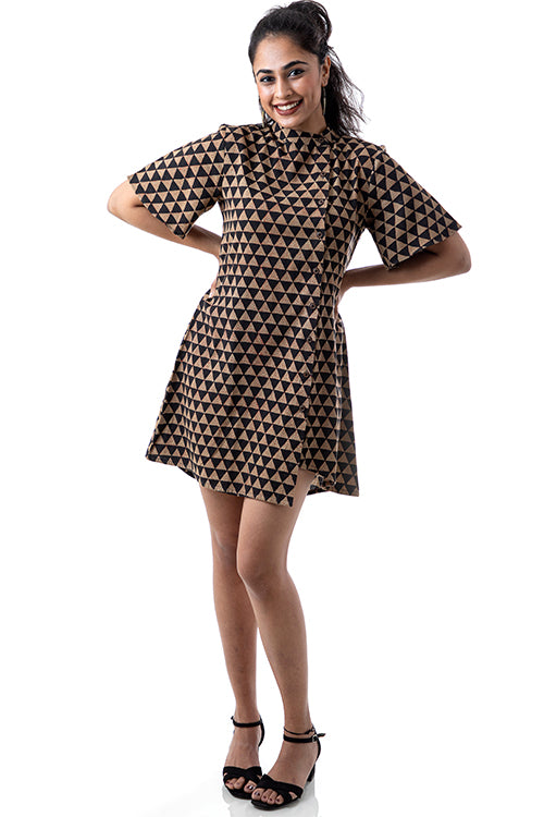 Creative Bee Guhia Natural Dyed Block Print Cotton Tunic Dress For Women Online