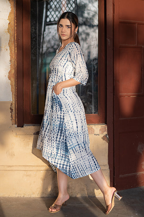 Creative Bee 'ETHEREAL' Natural Dyed Shibori Cotton x Silk Long Dress