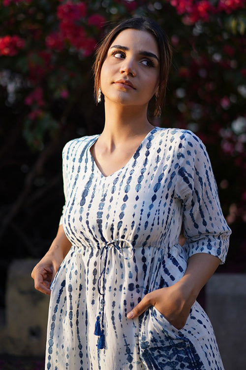 Creative Bee 'ETHEREAL' Natural Dyed Shibori Cotton x Silk Long Dress