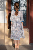 Creative Bee 'EXQUISITE' Natural Dyed Block Printed Cotton Gathered Dress