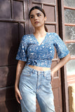 Creative Bee 'SERENE' Handwoven Natural Dyed Block Printed Cotton Wrap Crop Top