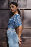 Creative Bee 'SERENE' Handwoven Natural Dyed Block Printed Cotton Wrap Crop Top
