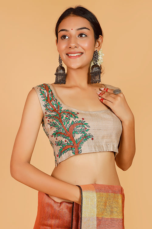 Gubbaro Handpainted Madhubani Mithila Baag Blouse